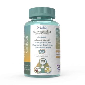 VitaWell Ashwagandha KSM-66 Complex with Rhodiola & Magnesium Bisglycinate (60 Capsule)
